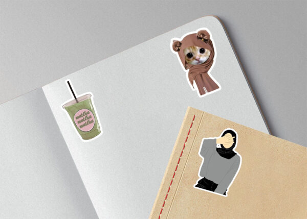 Laptop with notebook mockup(matcha+hijab+victory)